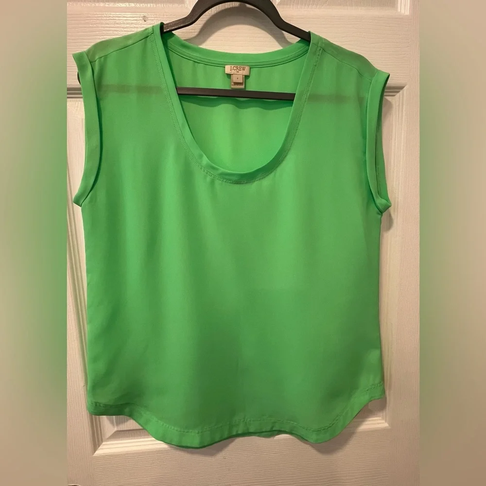 J. Crew Women Size 6 Kelley Green Sleeveless Pullover Oversized Blouse Top